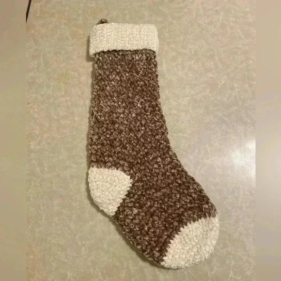 Velvet Christmas Stockings Neutral Brown(s) Handmade - Farmhouse Stocking - Picture 3 of 6
